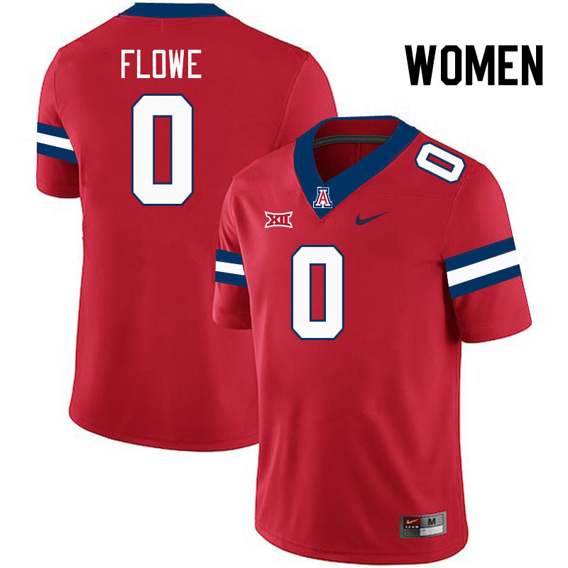 Women #0 Justin Flowe Arizona Wildcats Big 12 Conference College Football Jerseys Stitched-Red